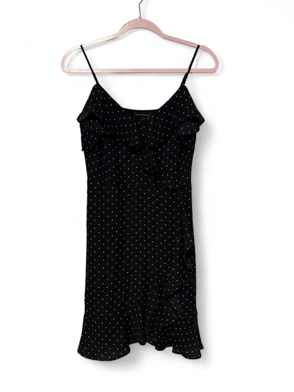 Banana Republic polka dots cute black ruffled mini dress 2